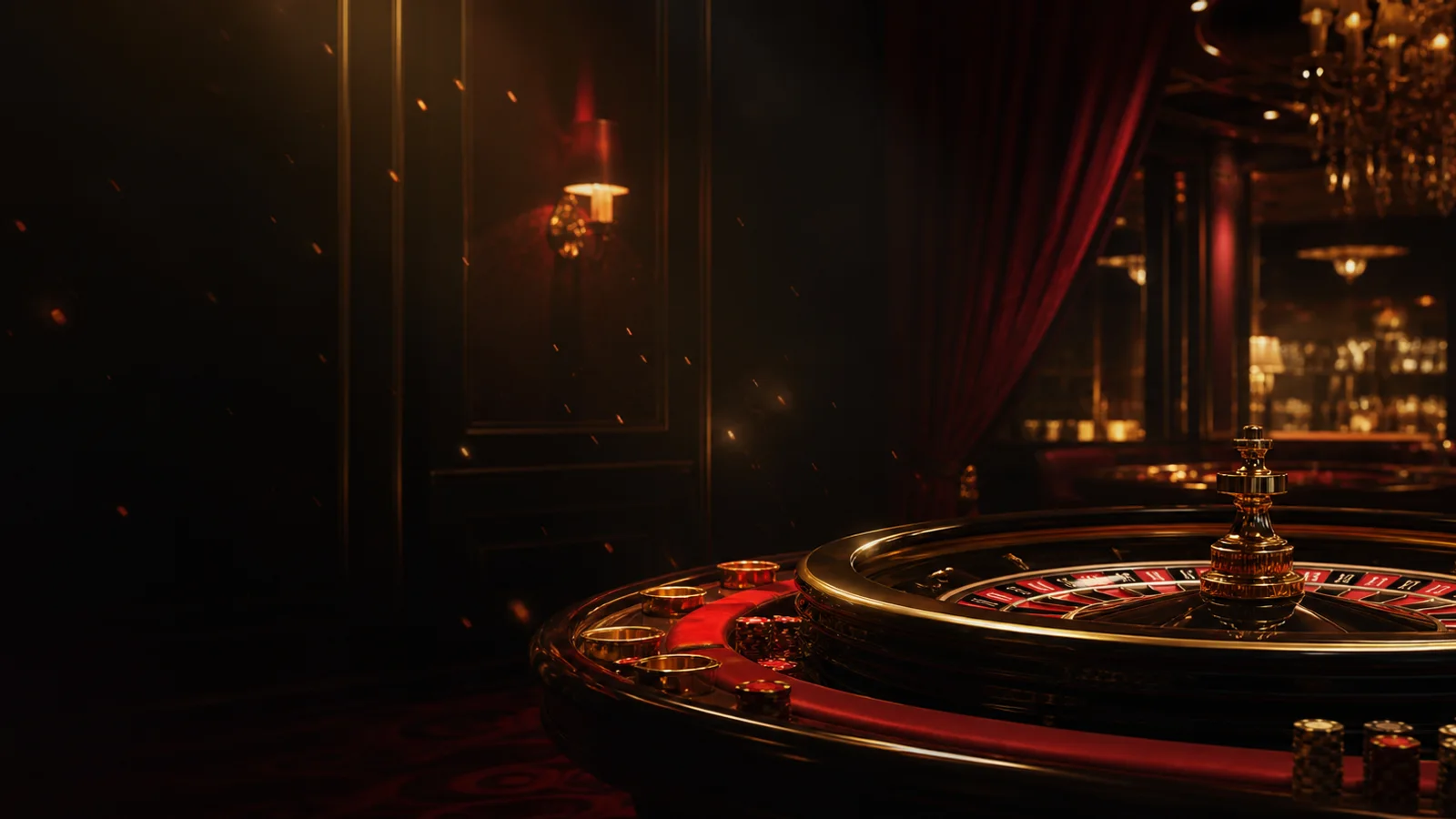 Kırmızı kadife ve altın detaylara sahip premium canlı casino masası